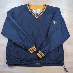 Vintage Champion Mens Dark Blue/Yellow Pullover Jacket WV Or Michigan Colors L